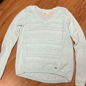 Hollister V-neck sweater. Size XS, light blue in color